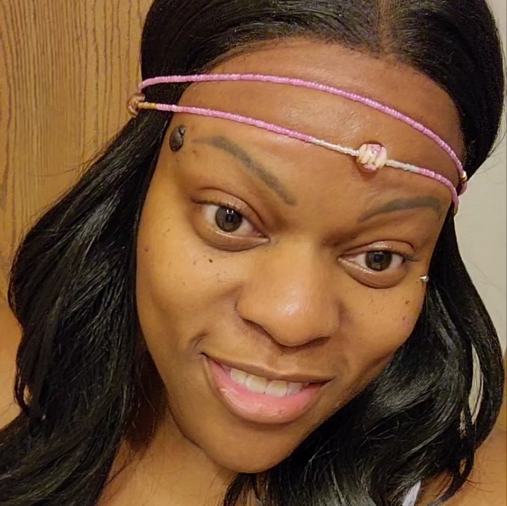 Glow in the dark Waist beads used as head decor